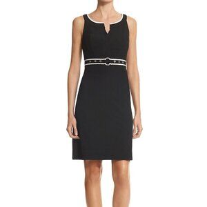 WHBM | Sleeveless Notch Neck Shaped Shift Dress Black | Size 0